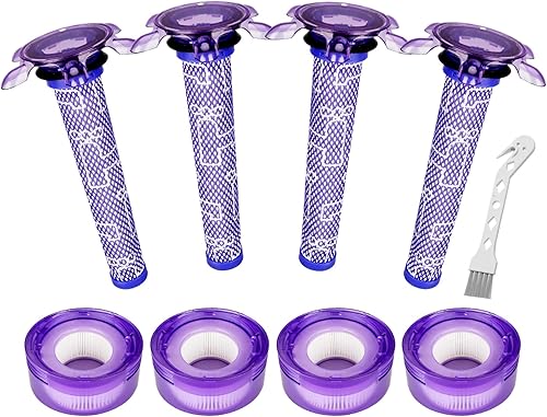 Lemige V7 V8 Kit de repuesto de filtro para aspiradoras inalámbricas Dyson V7 V8 Slim Animal Absolute Motorhead SV10 SV11 SV25, 4 nuevos prefiltros