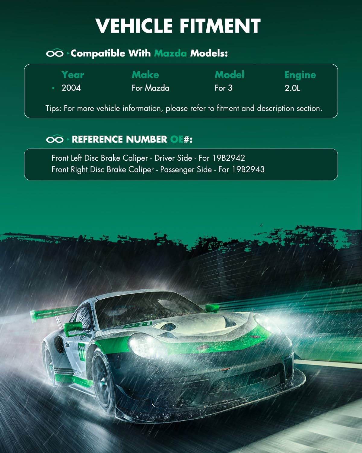 SCITOO Front Brake Calipers With Bracket 19B2942 19B2943 Compatible For Mazda For 3 2004