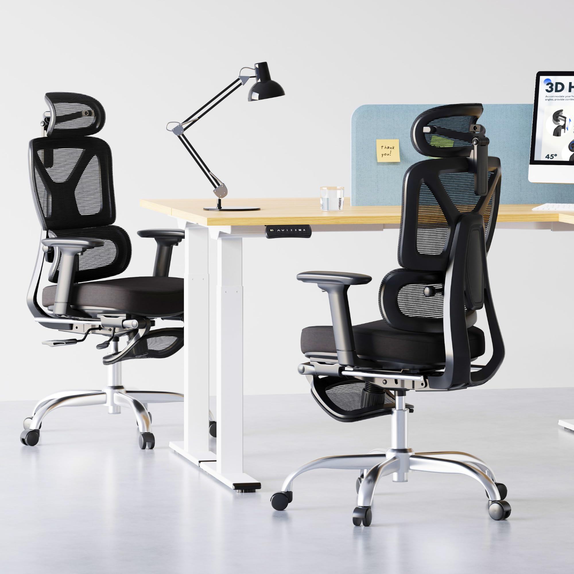 FLEXISPOT ErgoX Premium Ergonomic Office Chair with Footrest- Adjustable 3D Armrests, Dynamic Lumbar Support, Recline & Tilt Function, Mesh Seat, for Home & Office Use,Foam Black