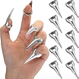Finger Claws Rings Full Finger Set Retro Metal Nail Punk Rock Fingernail Armor Gothic Talon Fingertip Claw for Cosplay Nail Art Holiday Party