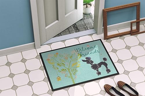 Miniatura 4 de Caroline's Treasures BB7615MAT - Felpudo con texto en inglés "Welcome Friends", de caniche negro, de 18 x 27 pulgadas, para interiores y exteriores,