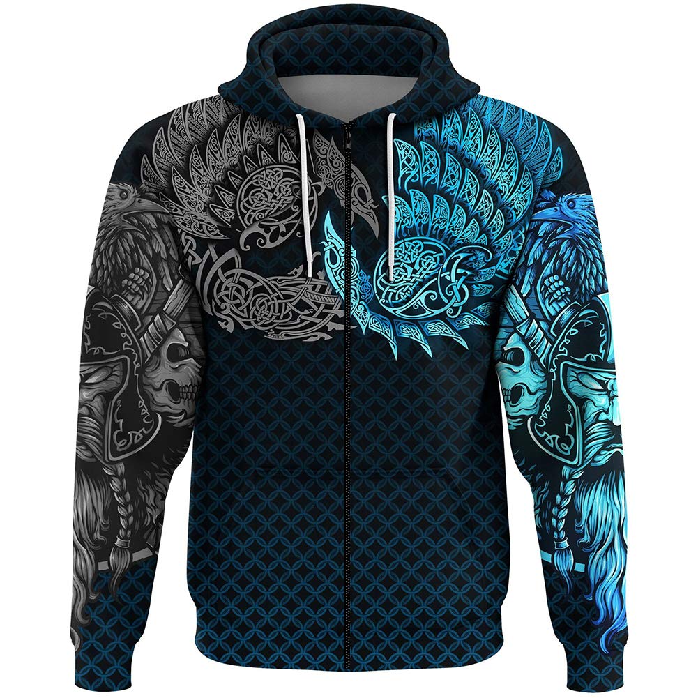 Pull à capuche Ravens ample et confortable bleu taille 7XL