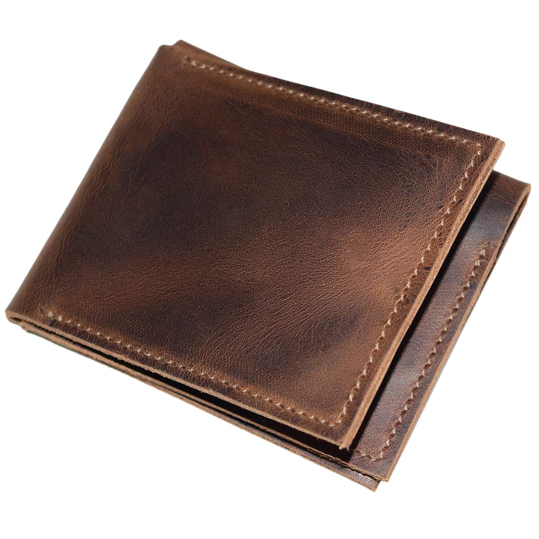 Hide & DrinkLeather Trifold Wallet, Holds Up to 6 Cards Plus Folded Bills/Minimalist/Front Pocket/Travel/Case/Stylish/Vintage, Handmade Includes 101 Year Warranty :: Bourbon Brown