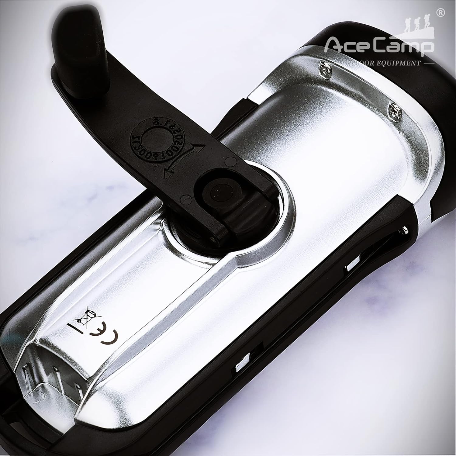 AceCamp Flashlight Hand Crank Solar Powered, IPX6 Emergency Flashlight, Outdoor Rescue, Camping, Hiking