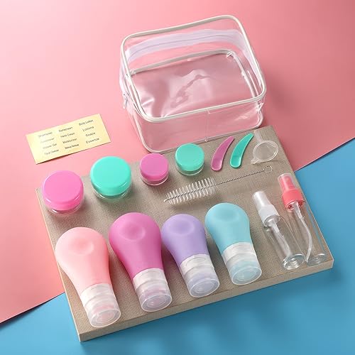 Miniatura 9 de Gemice Paquete de 16 botellas de viaje para artículos de tocador, recipientes de tamaño de viaje aprobados por la TSA, a prueba de fugas, accesorios