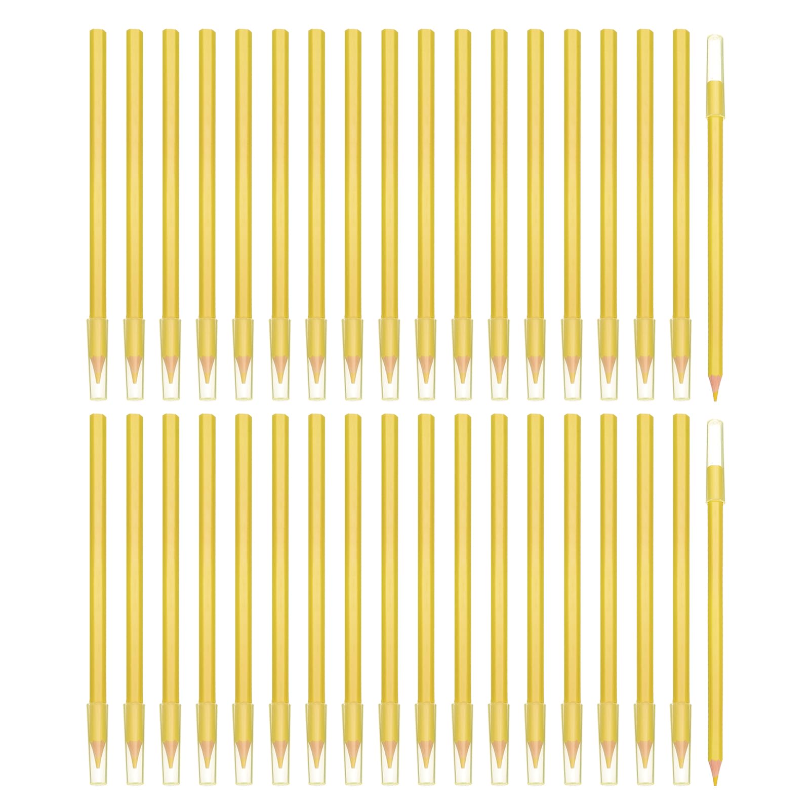 PATIKIL Pre-sharpened Colored Pencil Set, 36 Pcs Oil Color Pencils with Plastic Pencil Tip Cap Hexagonal Rod Wooden Pencils for Artists Art Painting, Yellow