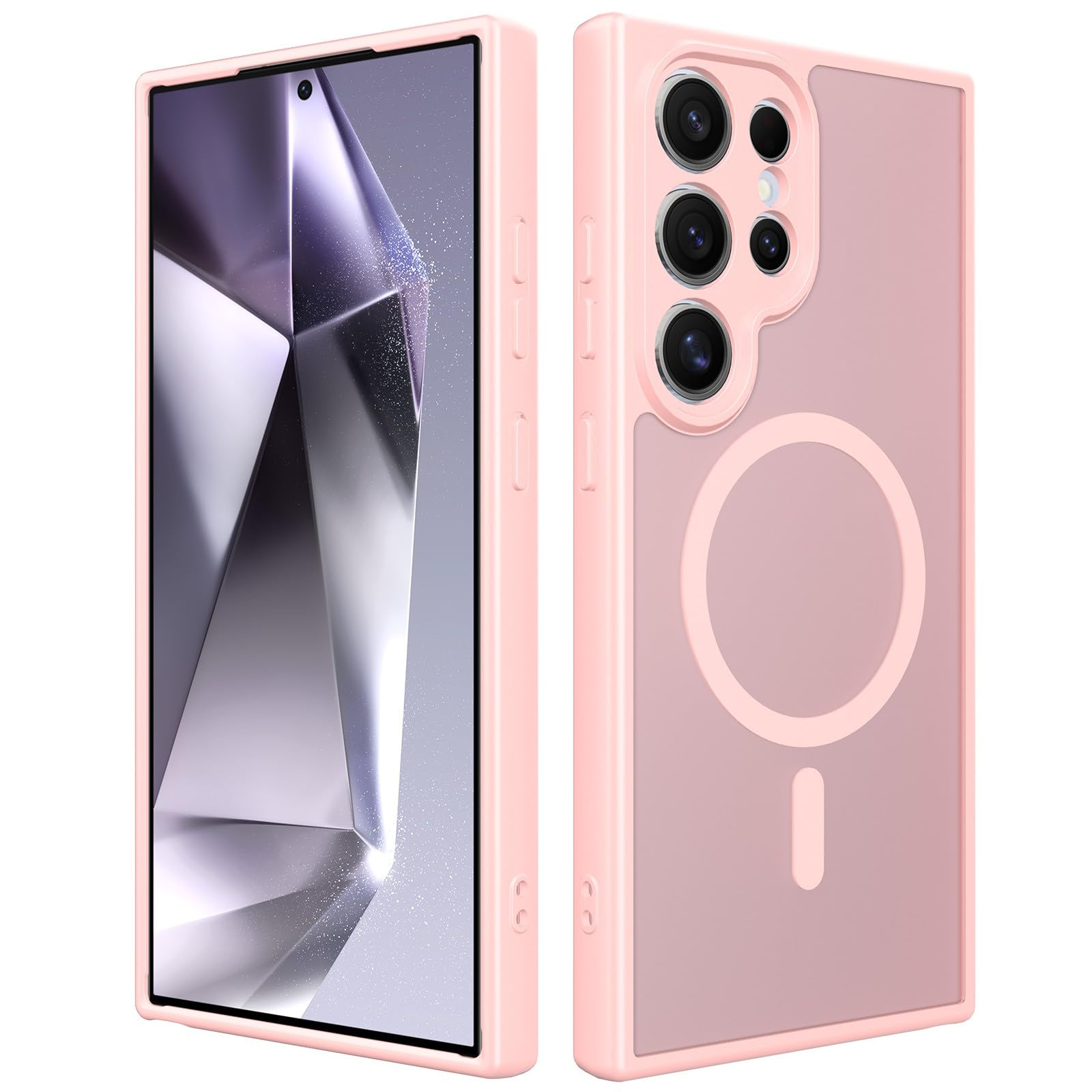 Coque Samsung S26 Plus silicone rigide rose aimantée arrière robuste - 5