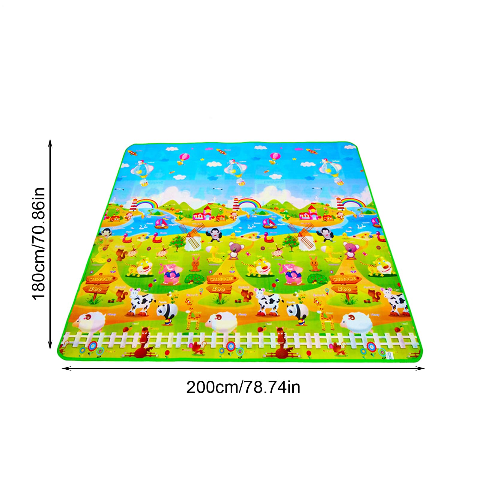Tappeto Gioco Bambini, 200x180 cm Tappetino da gioco in schiuma, tappeto da gioco morbido per bambini piccoli, grande tappeto imbottito