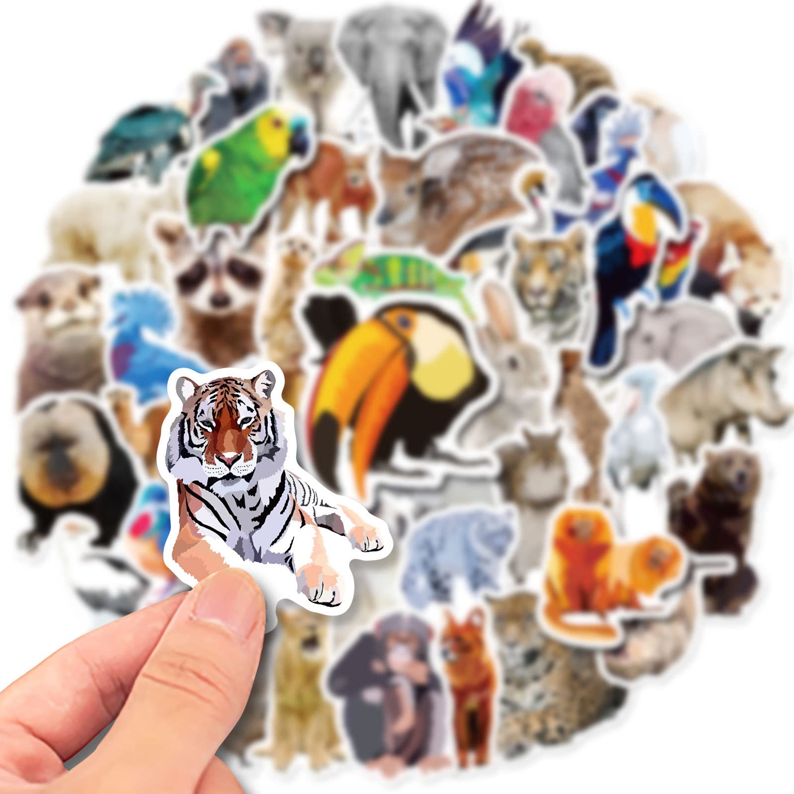 Rectangular Sticker Animals Vinyl Stickers 50-Piece Animal Sticker Set - Realistic Zoo Animals For ...