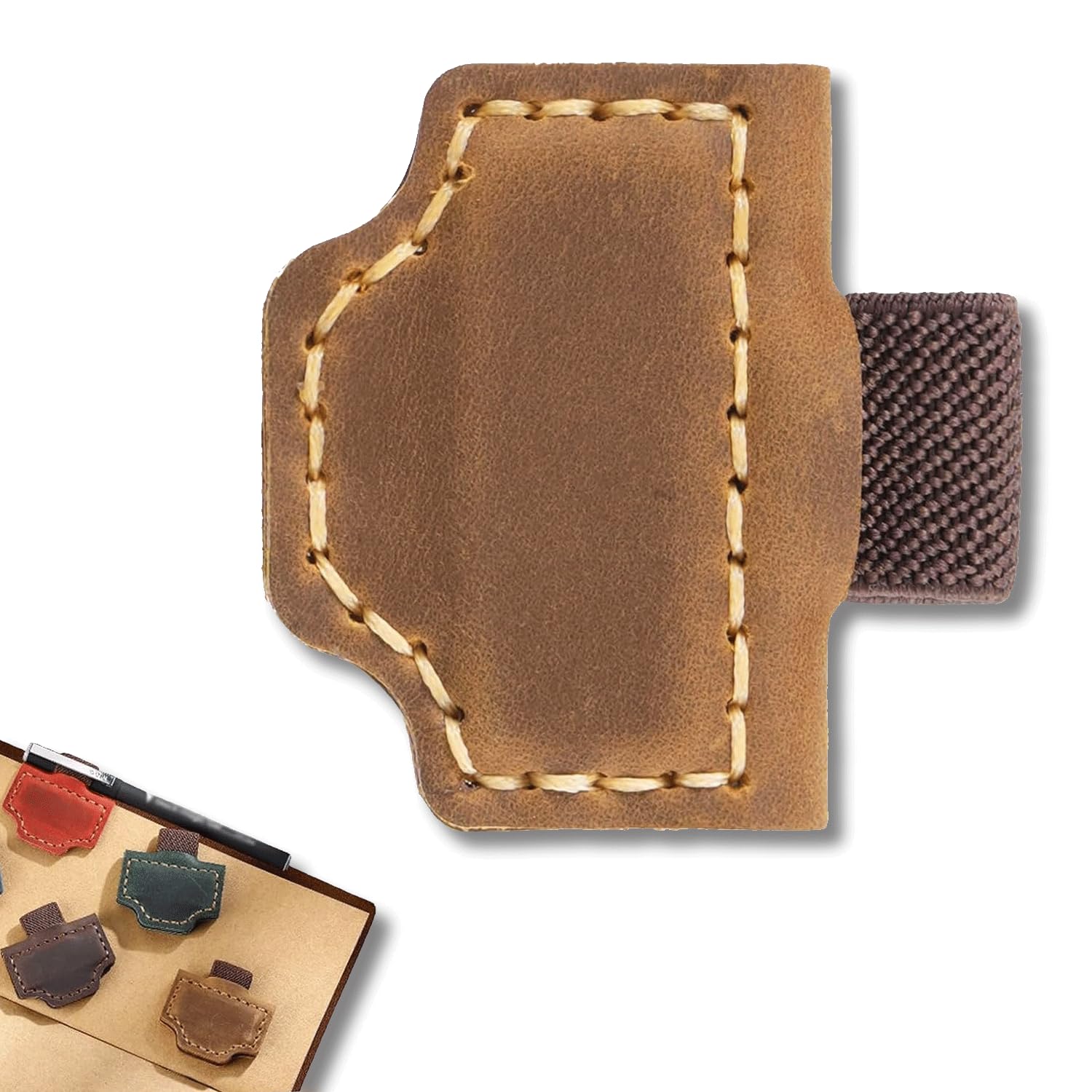 LEMONSTONE Lesezeichen Magnetisch Leder Brown, Magnetische Lesezeichen mit Stifthalter, Retro-Stil Bookmark Personalisiert, Geschenke für Leseratten, Leder Buch Zubehör für Buchliebhaber