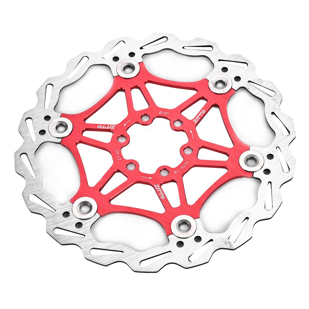 Tbest Pływający tarcza wirnik hamulcowy 180 mm 6 śrub góra MTB rower szosowy tylne wirniki śruby klocki hamulcowe akcesoria rowerowe czerwony, czarny