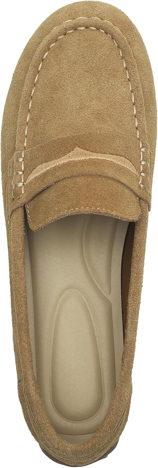 Women's Suede Leather Driving Loafers Comfortable and Elegant Mocasin Shoes Penny Shoes