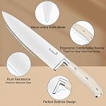 Kuisine Chef Couteau, acier inoxydable au carbone élevé Ultra Poignée ergonomique à lame tranchante, ensemble de couteaux à la chatte avec aiguiseur intégré, cadeau élégant pour les vacances (Acacia A49, 15PCS)