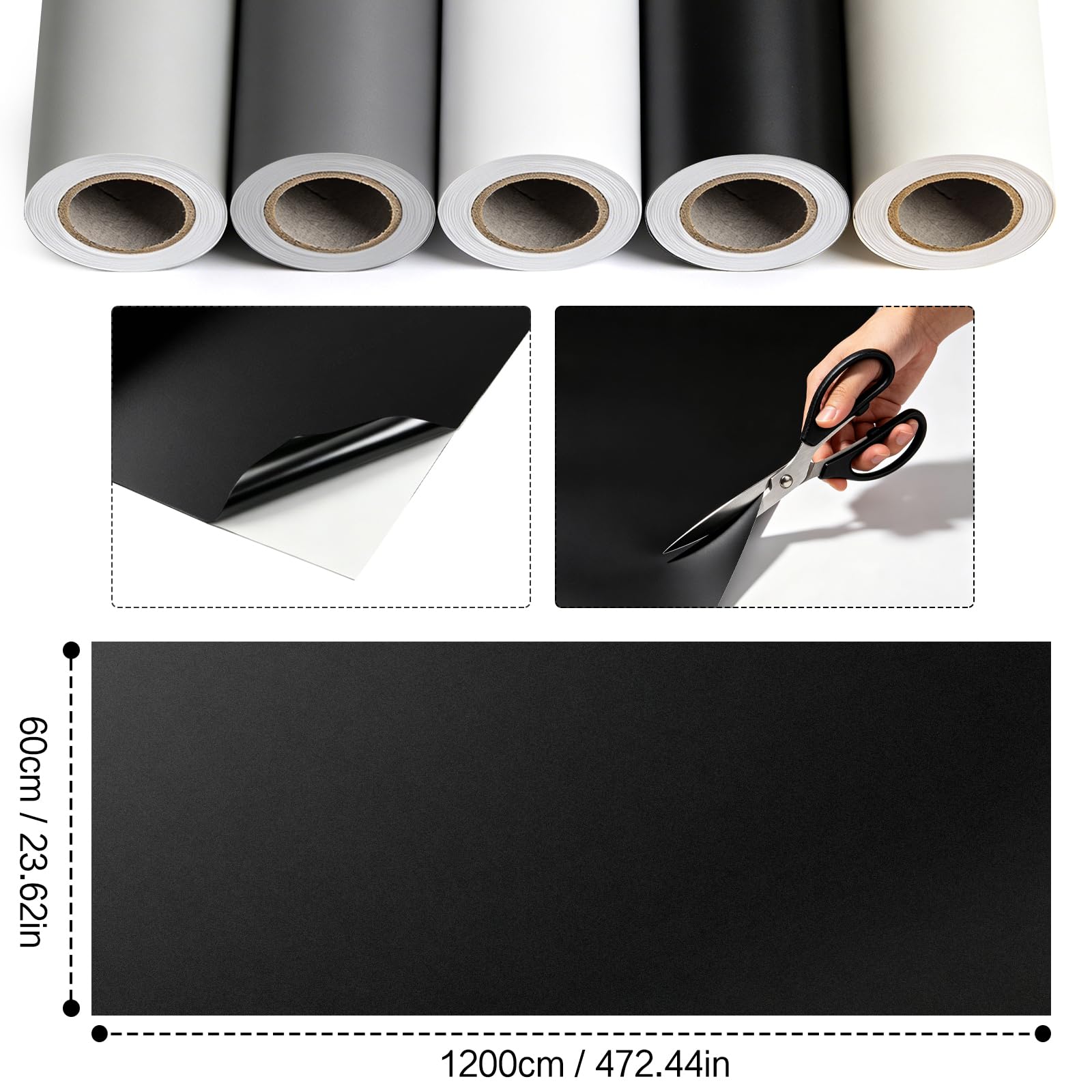 Carta Adesiva per Mobili 1200×60 cm Pellicola Autoadesivo Bianco | Autoadesivo PVC Rivestimento, Impermeabile, Opaca, Vinile Carta, Decorativa, per Cucina, Armadio, Muro, Porta