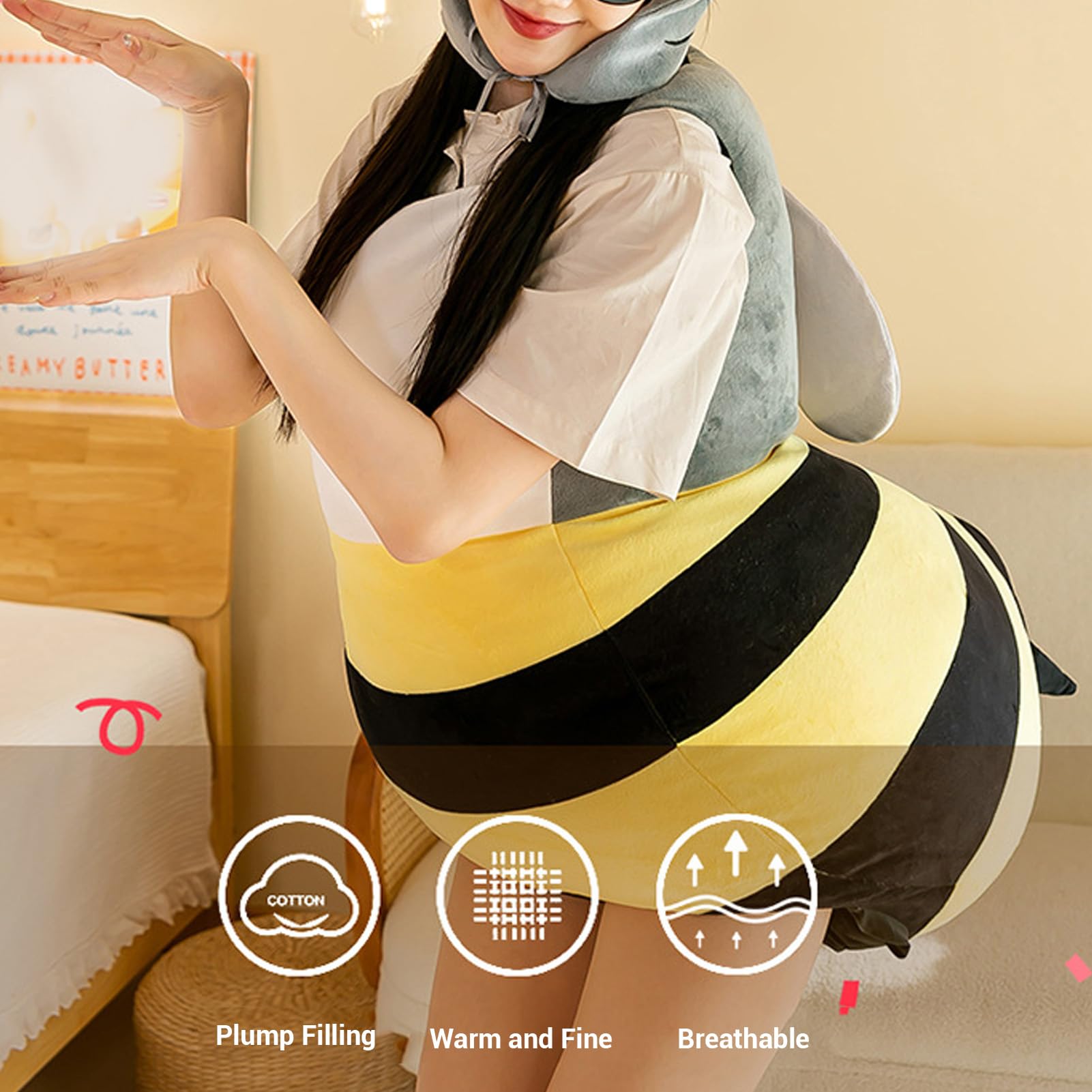 Lustiges -Outfit, Bezauberndes Cosplay-Kostüm für Endlose Spielzeit, für Niedlichen Bienen-Look, Inklusive Hut, PP-Baumwollmaterial