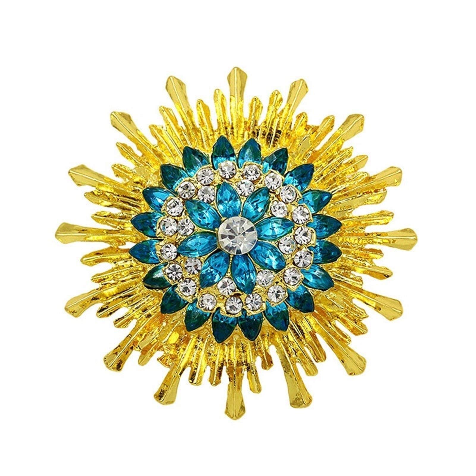 RWRAPS Brosche mit Kristall-Strasssteinen, Sonnenblumen-Broschen für Damen, Kleidungsaccessoires, goldfarben plattiert