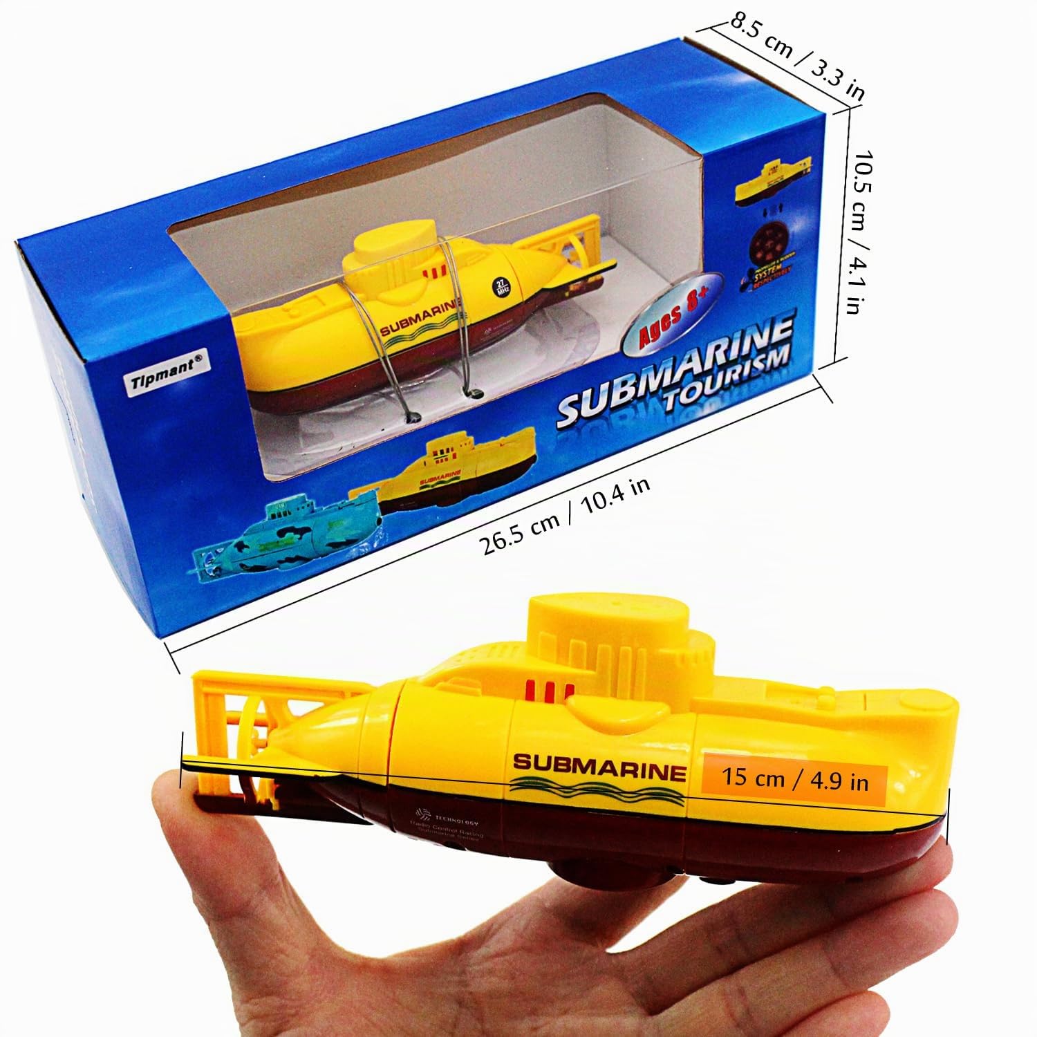 E-MART Escomdp Mini RC sous-Marin Radio Télécommande Bateau Bateau Électronique Jouet Plongée dans l'eau Cadeau pour Enfants (Jaune)