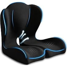 Seat Cushion for Office Chair and Car L-Shaped Ergonomic Seat Cushions for Stability & Anti-Slip, Orthopedic Cushion for Sciatica, Back & Tailbone Pain Relief, Black