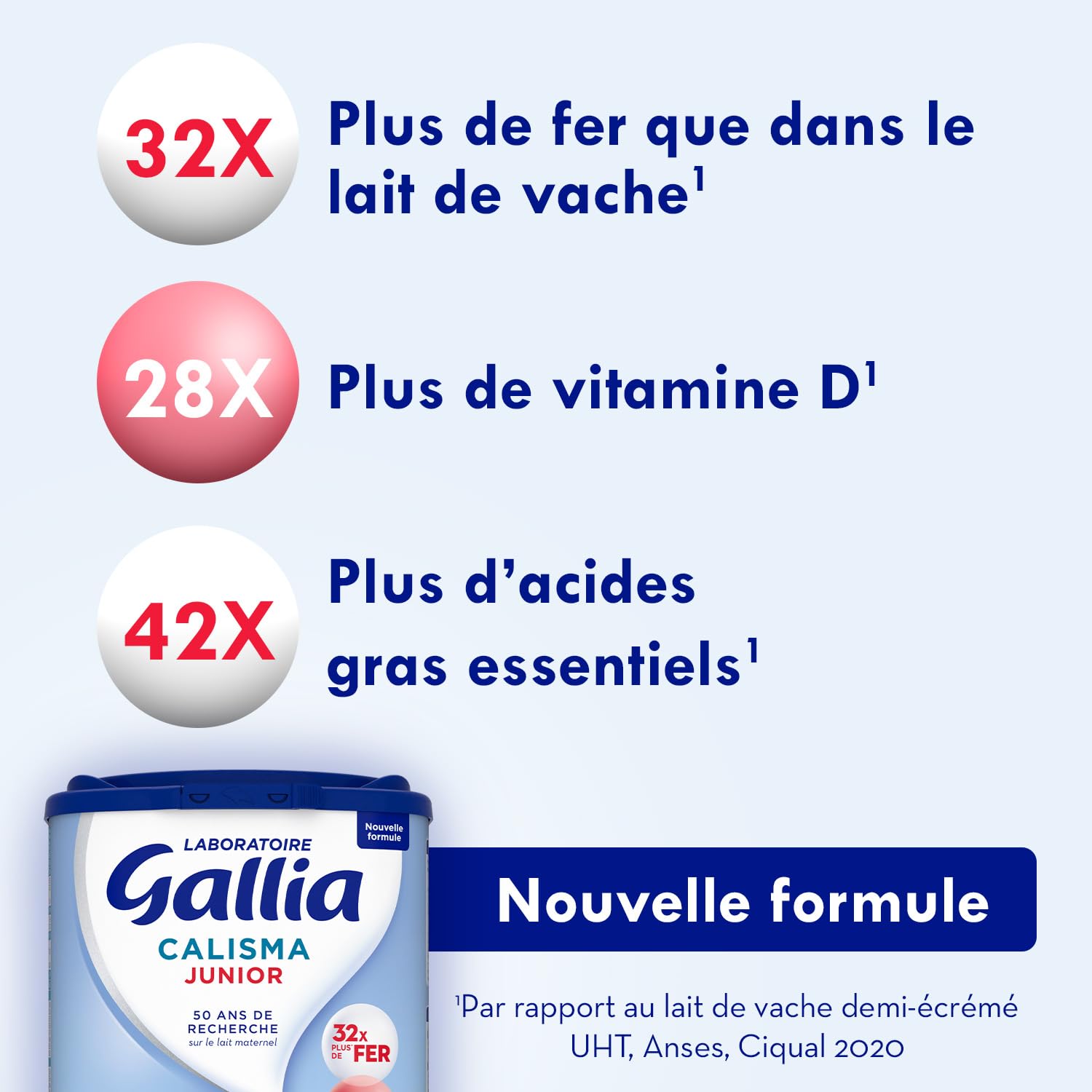 Laboratoire Gallia Lait infantile Calisma Junior 4ème âge Lait de Croissance en Poudre 3x830g Dès 18 Mois