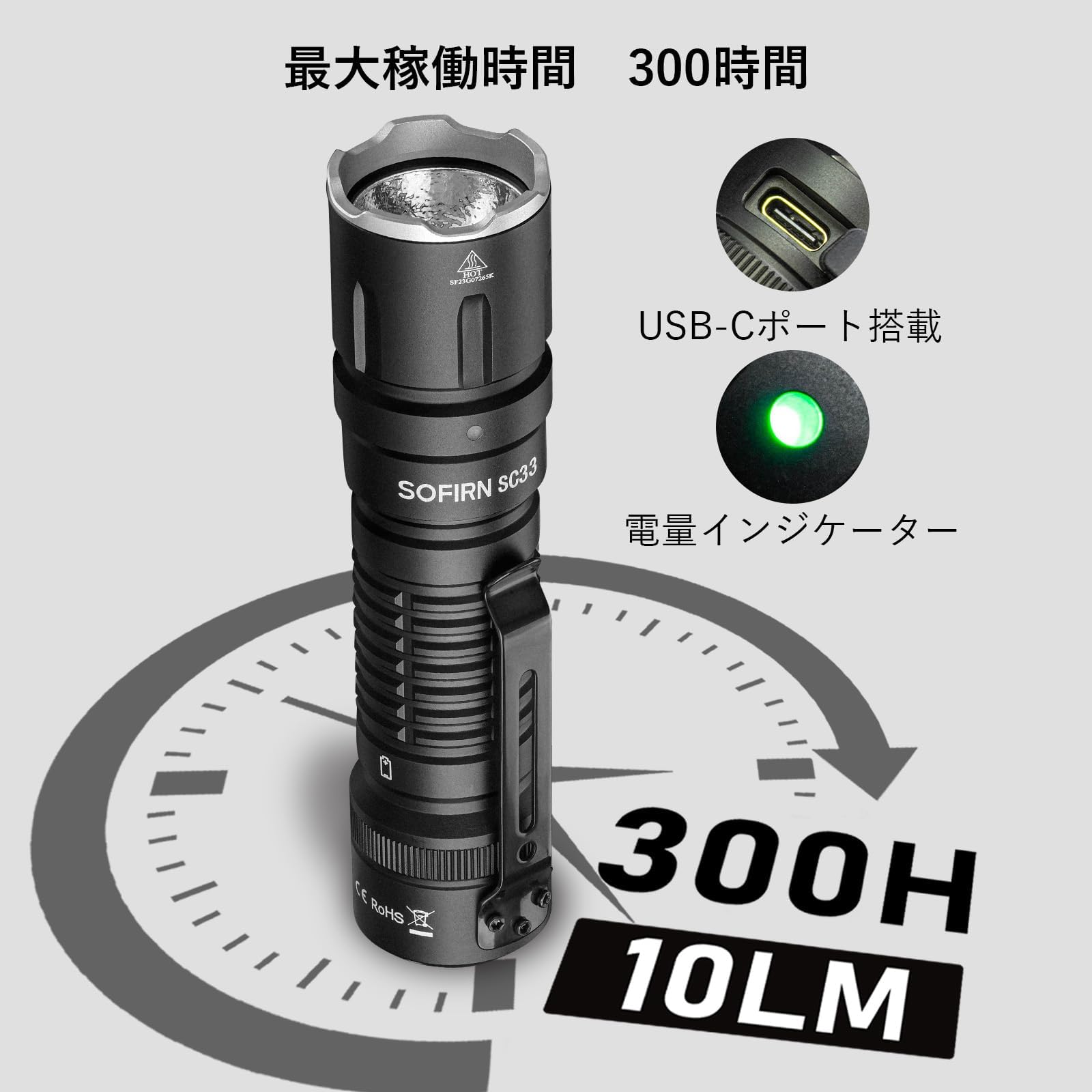 Amazon.co.jp: Sofirn SC33 懐中電灯 強力 LEDフラッシュライト 5200