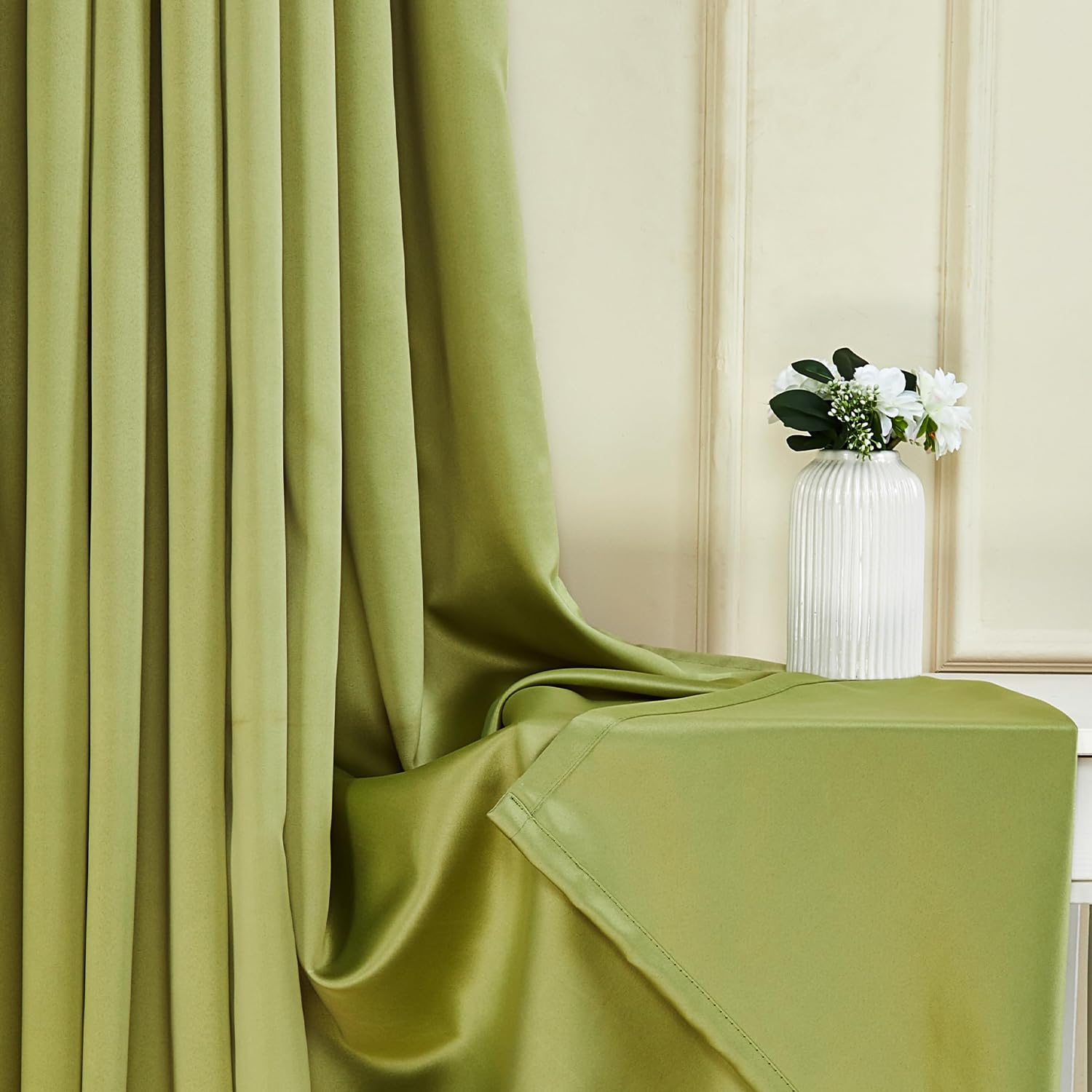 Amazon Basics - Room Darkening Blackout Door Curtains, 100% Room Darkening | 9 Feet |Set of 2| Plain Design | for Living Room and Bedroom | 115cmx 274cm, Color- Green