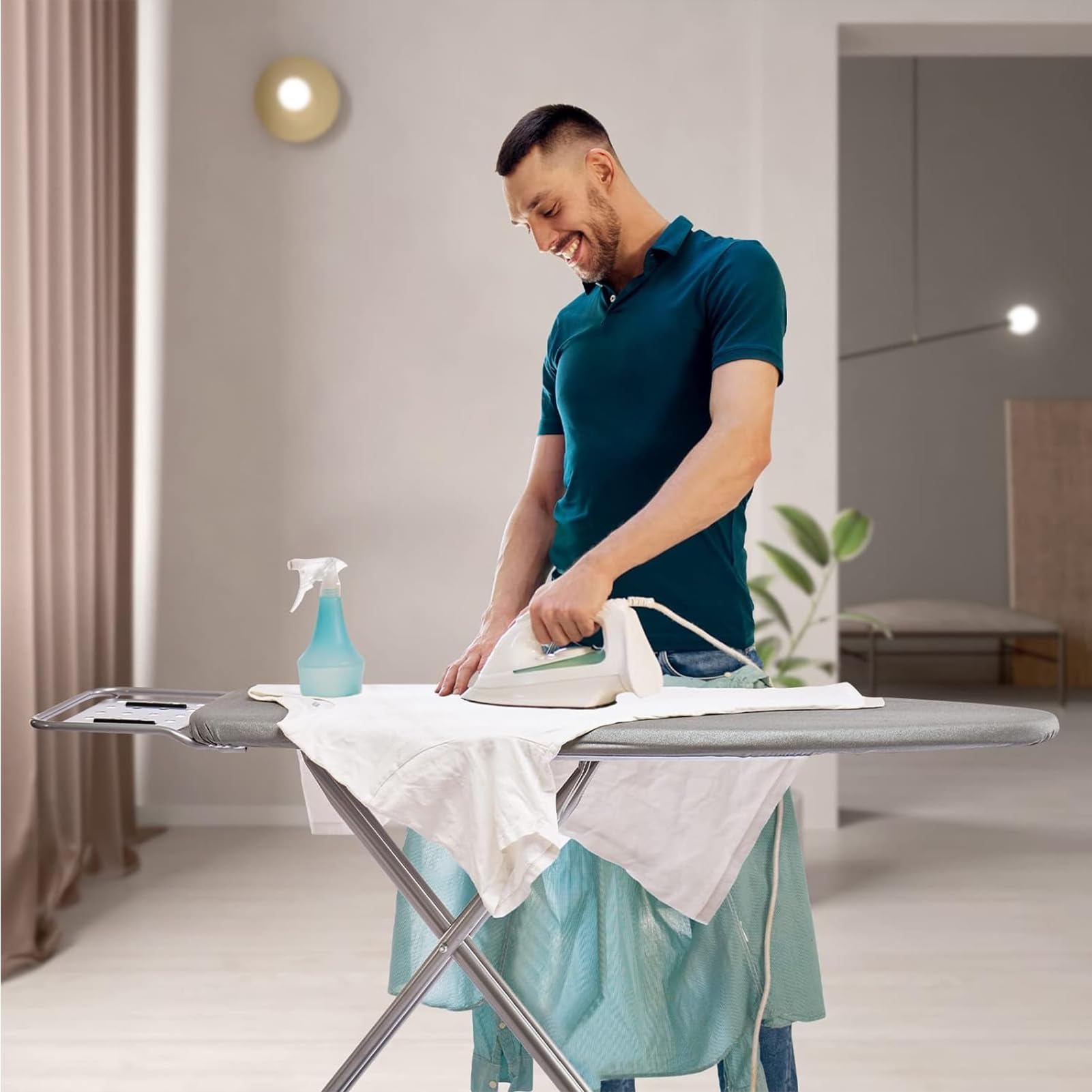 Foldable Ironing Board with Iron Rest, Non-Slip Foldable Ironing