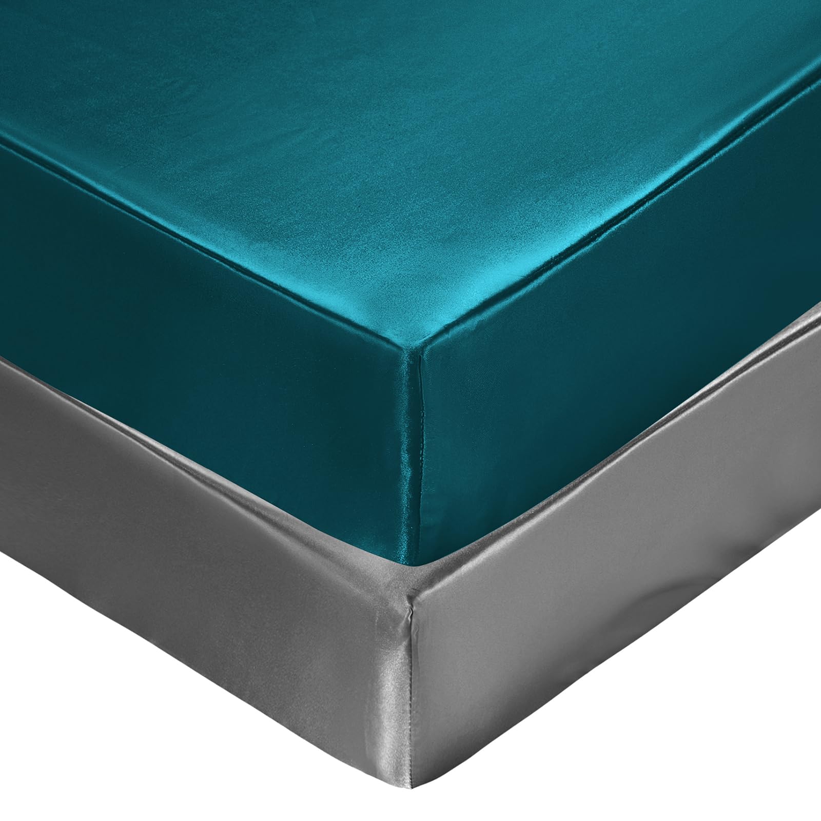 SiinvdaBZX 2 Pcs Satin Crib Sheets for Baby Boys, Teal & Grey