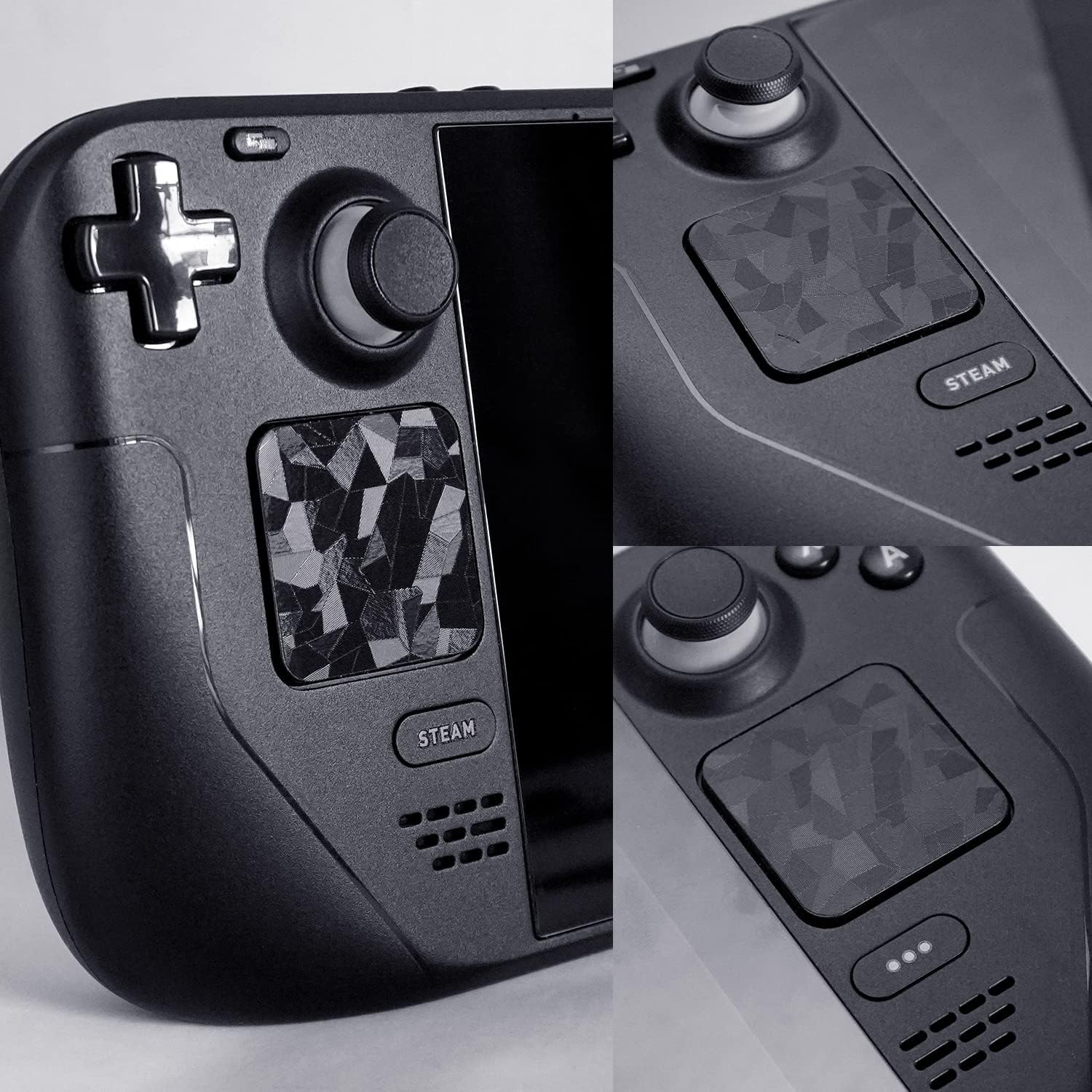 TALONGAMES Touchpad Protector Compatible with Steam Deck OLED/Steam Deck Trackpad Skin, Back Button Grips Accessories (Trackpads Protector + 4 Keys Protector, 3D Broken Diamonds - Black)