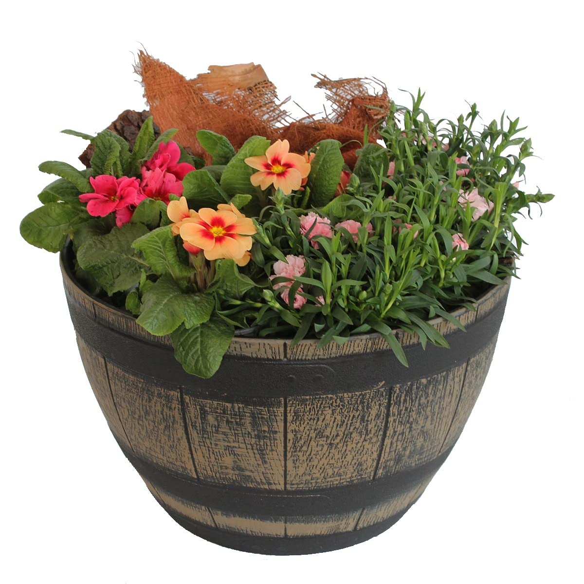 colourliving Pflanzkübel Pflanztopf rund 50 cm Weinfass-Optik Blumenkübel Blumentopf Blumenfass wetterbeständig