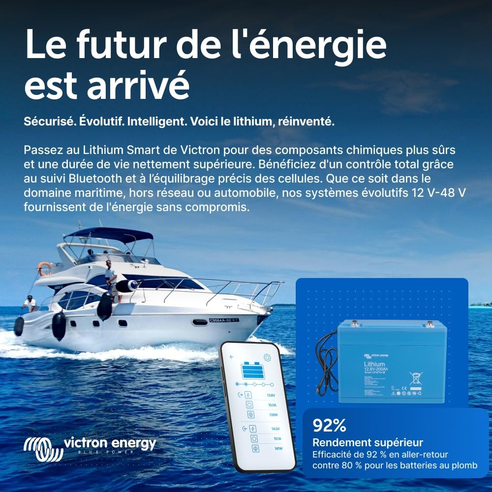 Victron Energy Smart Batterie au Lithium LiFePO4 12,8 Volts 200 Ah