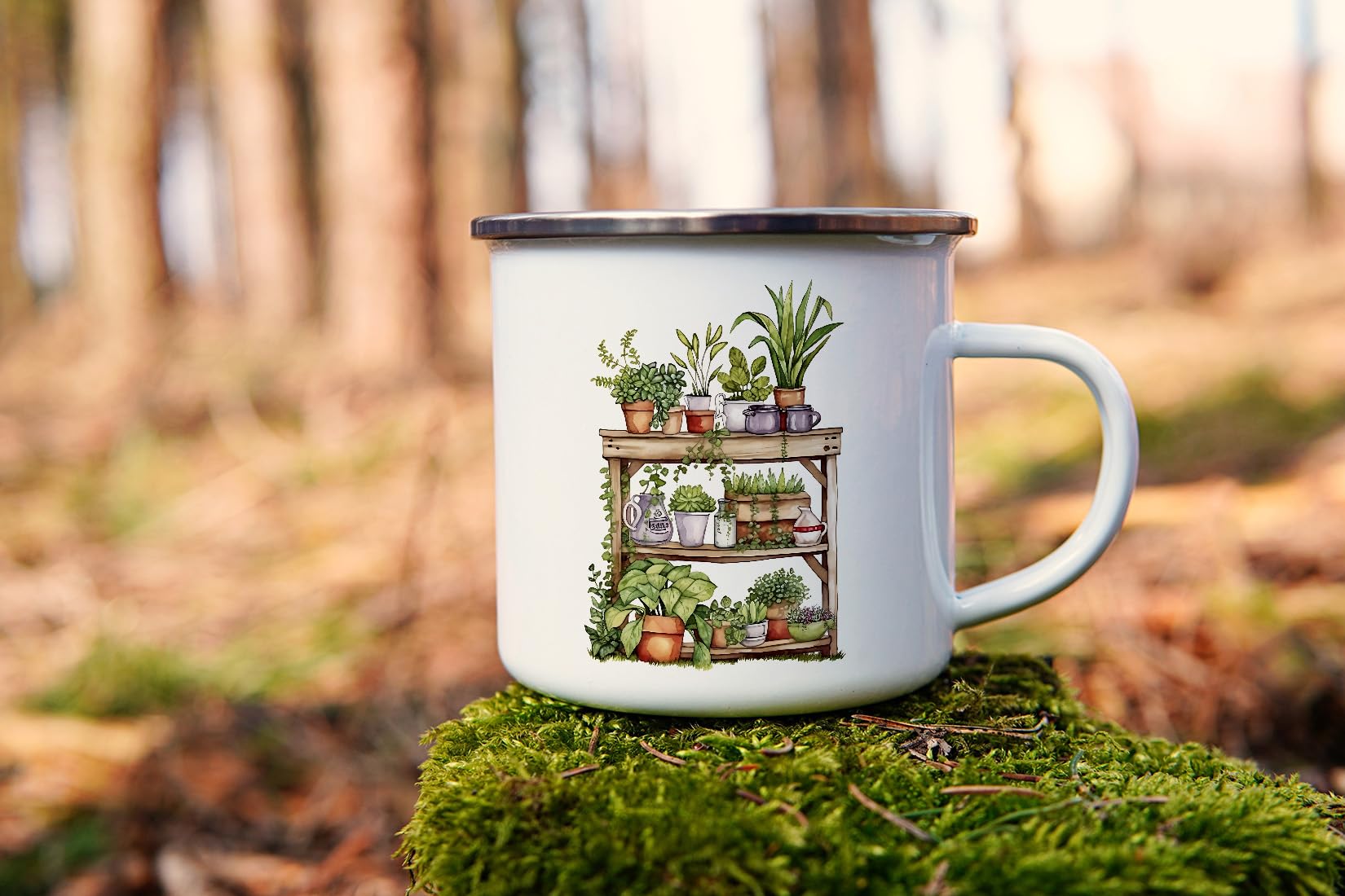 MAXIKIWI - Durable Enamel Coffee or Tea Camping Mug for Indoor Outdoor Use - Gardening Collection - 350ml - Image 2