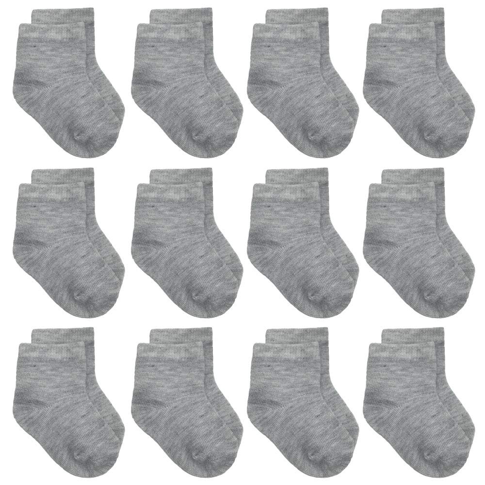 WAFUNNE Baby Socks for Toddler Boys Girls Cotton Crew 3-5T 12 Pairs Gray G0L