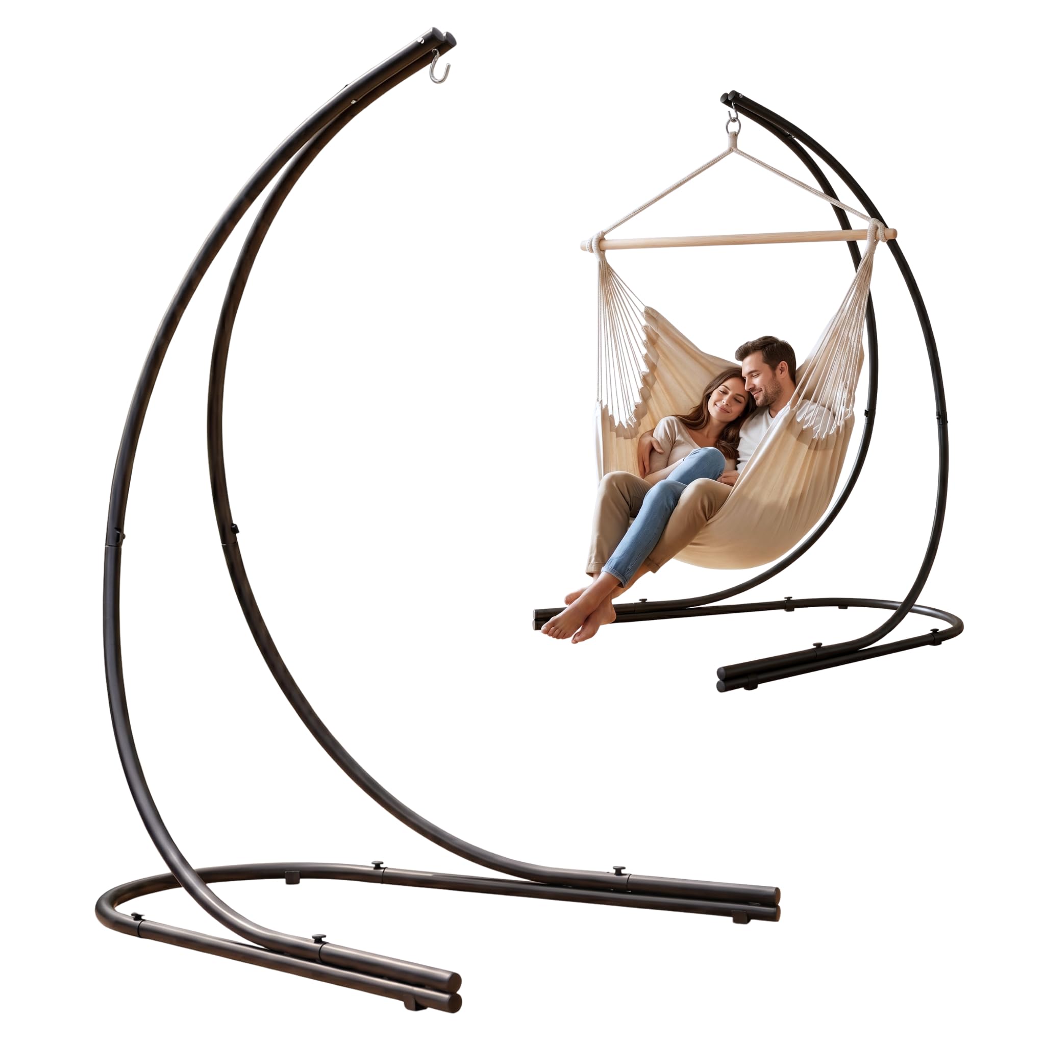AMANKA Jusqu'à 150kg : Support pour Fauteuil Suspendu - 210cm Support Chaise Suspendue - Cadre Aesthetic pour Fauteuil de Jardin Siege Suspendu Fauteuil a Suspendre - Support Sac de Frappe sur Pied