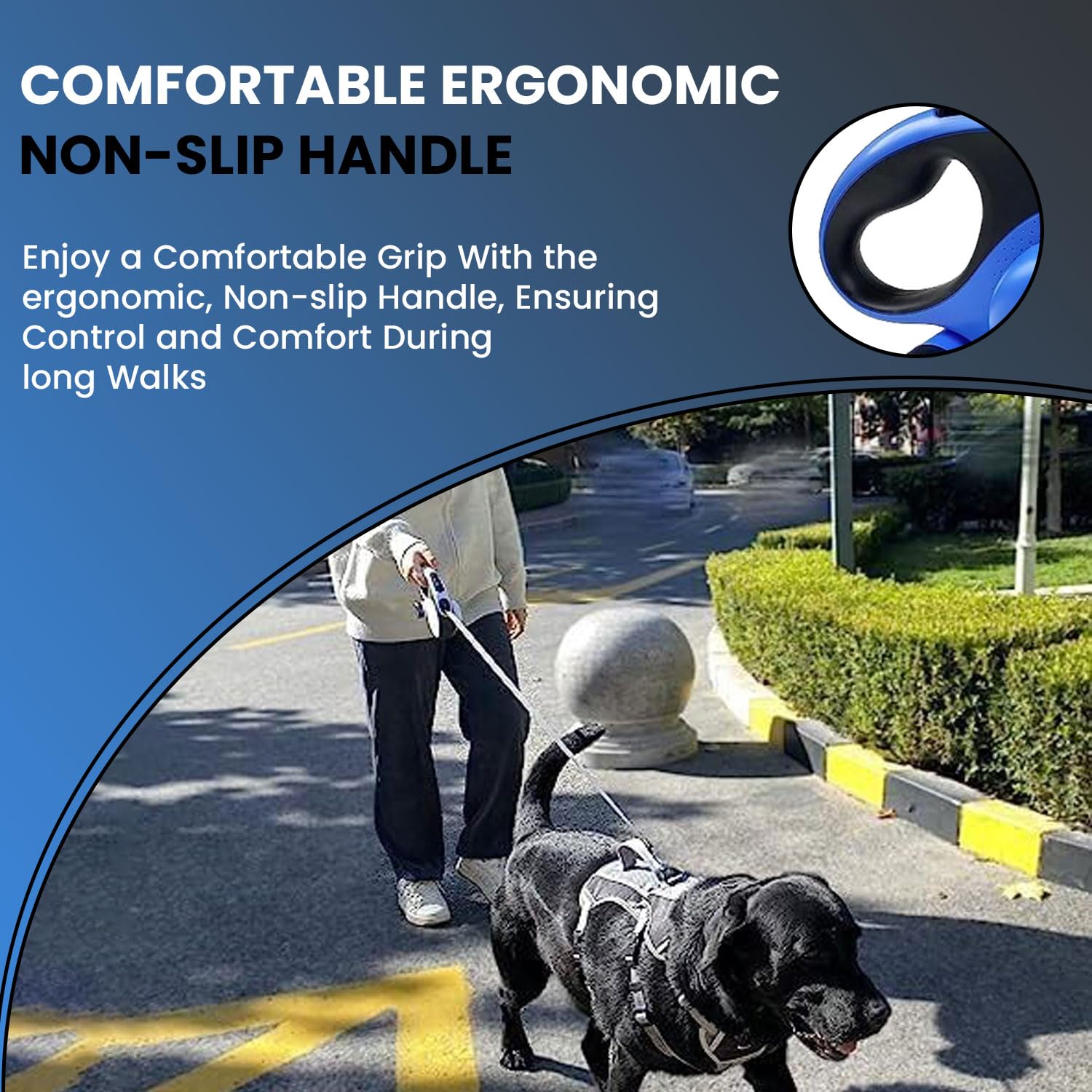 Laisse rétractable pour chien avec distributeur de sacs à déchets et lampe de poche, laisse pour chiens de petite, moyenne et grande taille jusqu'à 50 kg, bouton de verrouillage et de verrouillage