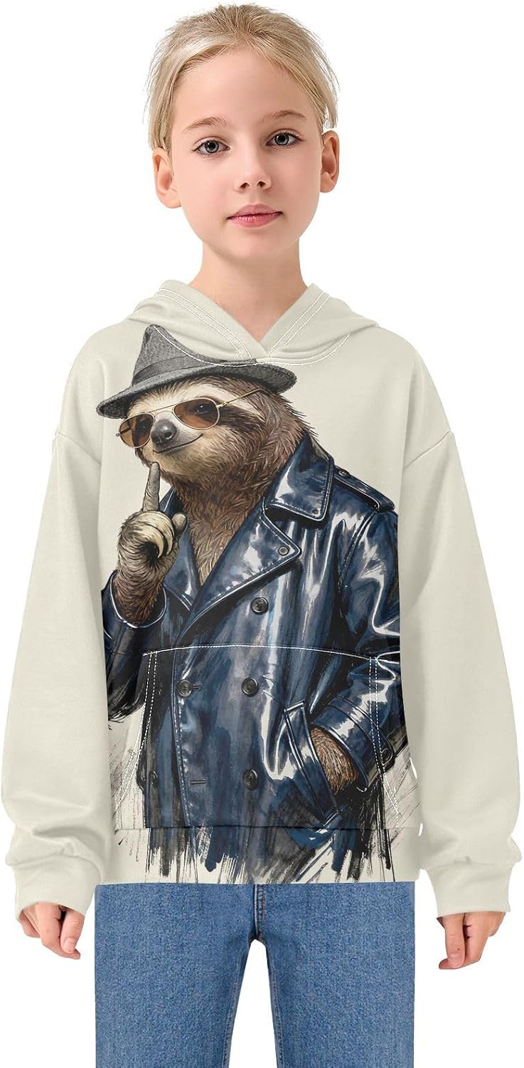 Sloth Face Funny funny Sloth Animal Toddler Girls Pullover Hoodie Sweatshirt 4-14Y a2020019