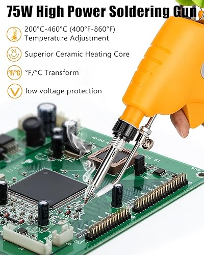 Miniatura 5 de Kit de soldador inalámbrico para batería Dewalt de 20 V y 60 V, pistola de soldadura digital LED de 75 W con 5 puntas, cable de soldadura de 1.76 oz