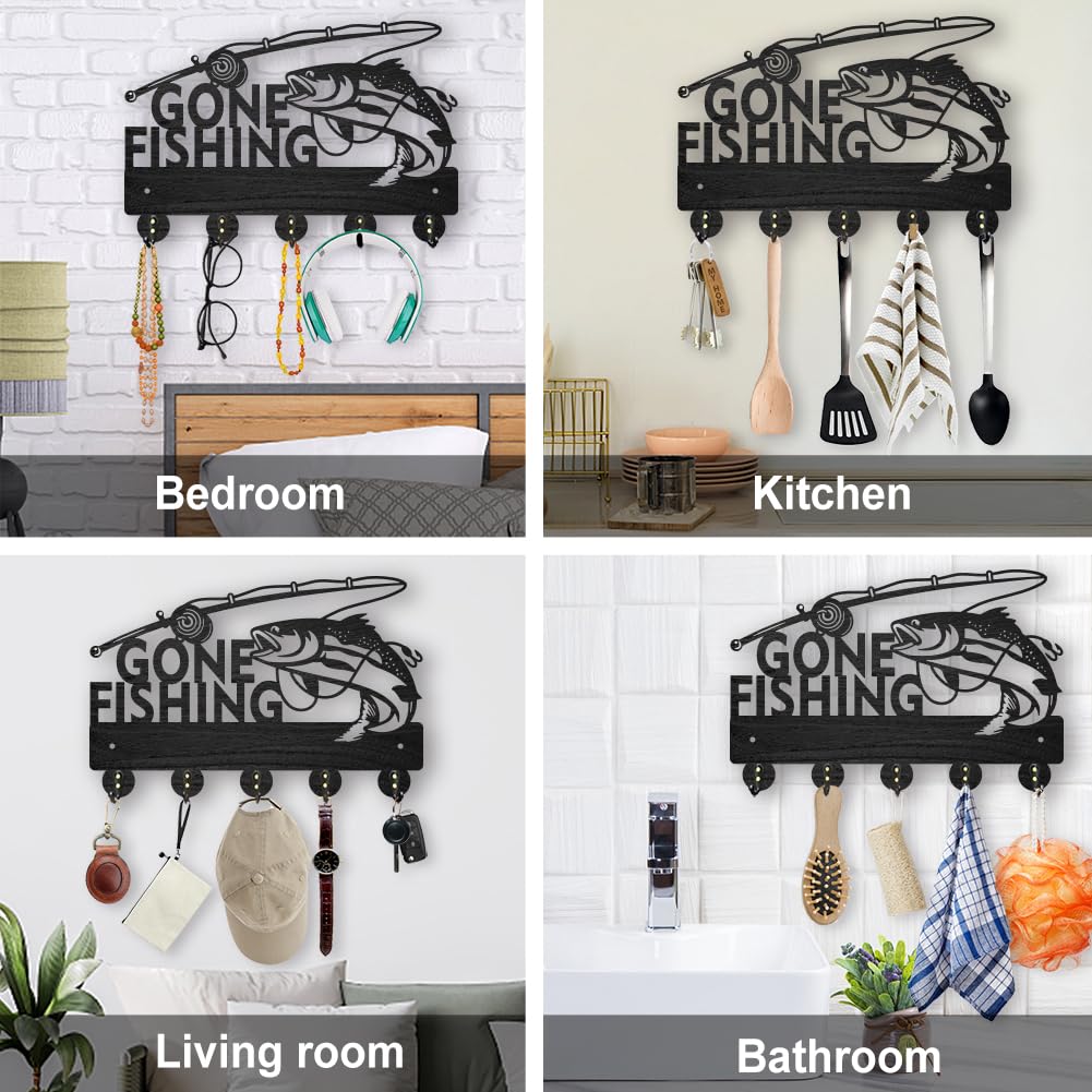 MAYJOYDIY Porte Clef Mural En Bois Arête De Poisson Porte