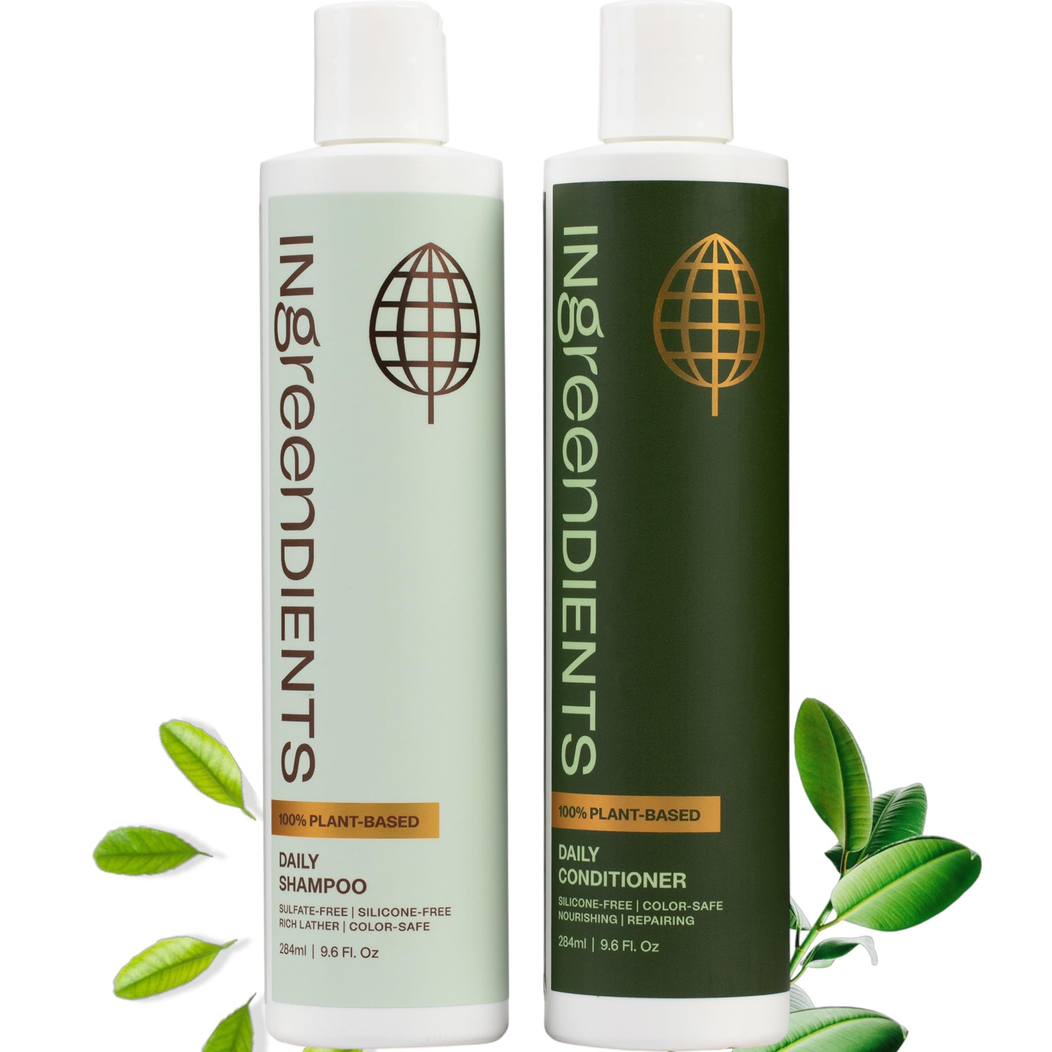 Non Toxic Vegan Shampoo and Conditioner with Organic Ingredients, Apple Cider Vinegar, Tea Tree Oil - Color Safe, Paraben & Gluten Free, Silicone & Sulfate Free, pH Balanced