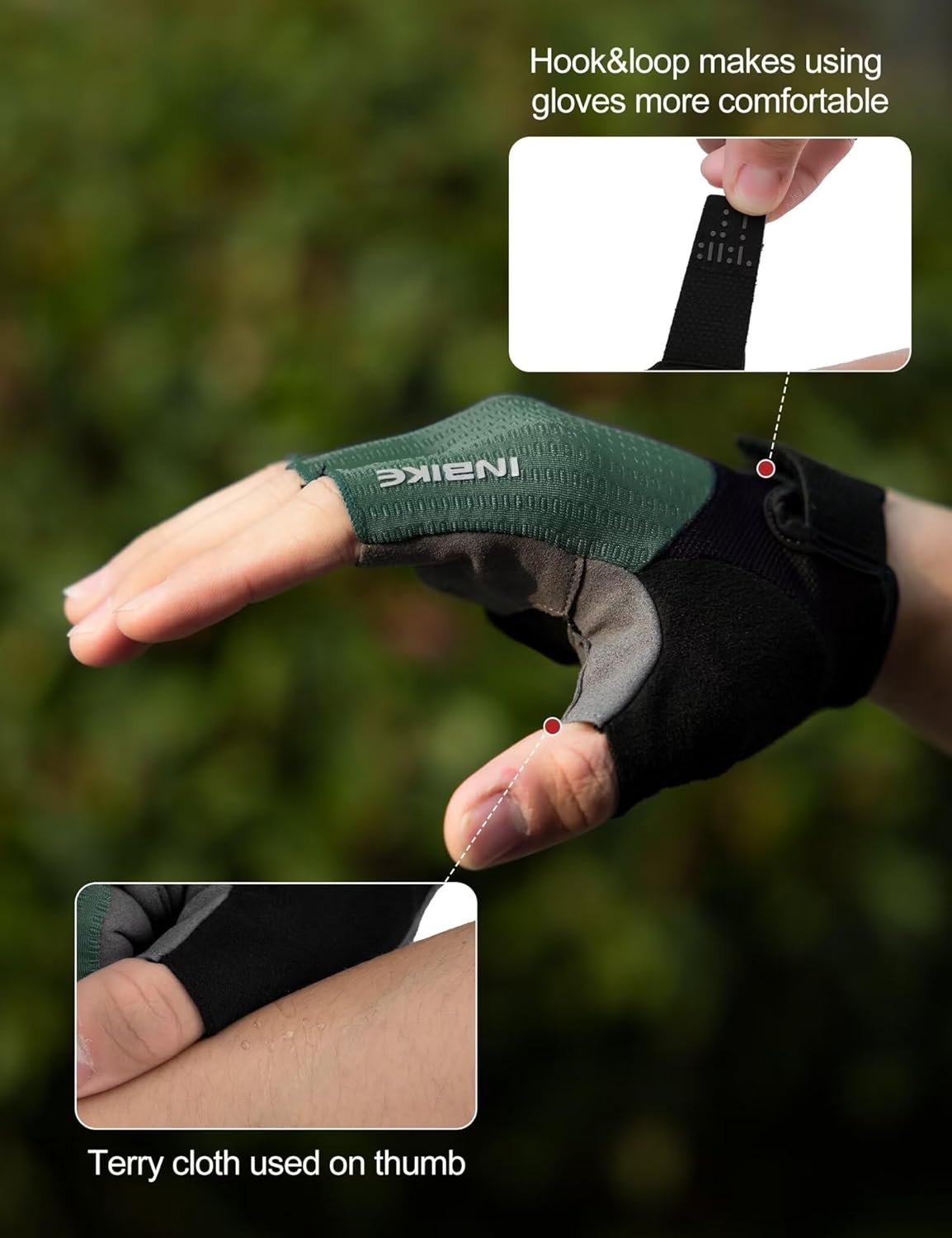 INBIKE Cycling Gloves for Men Women, Shock-Absorbing Memory Gel Padded Road Bike Gloves, Bicycle Breathable Half Finger Touchscreen Reflective Biking Gloves - Image 5