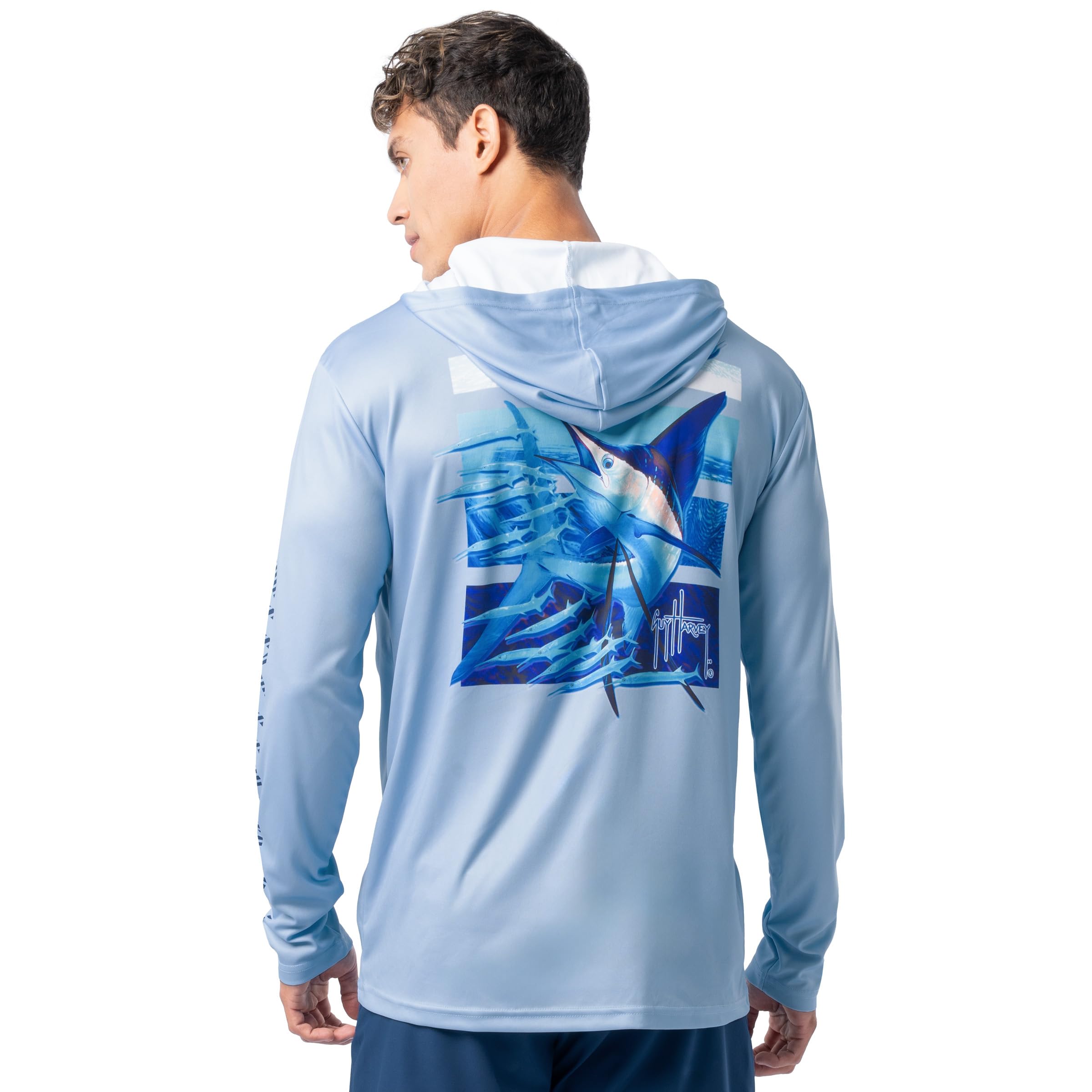 Guy Harvey Men's Performance UPF 50 Sun Protection Hooded Tee