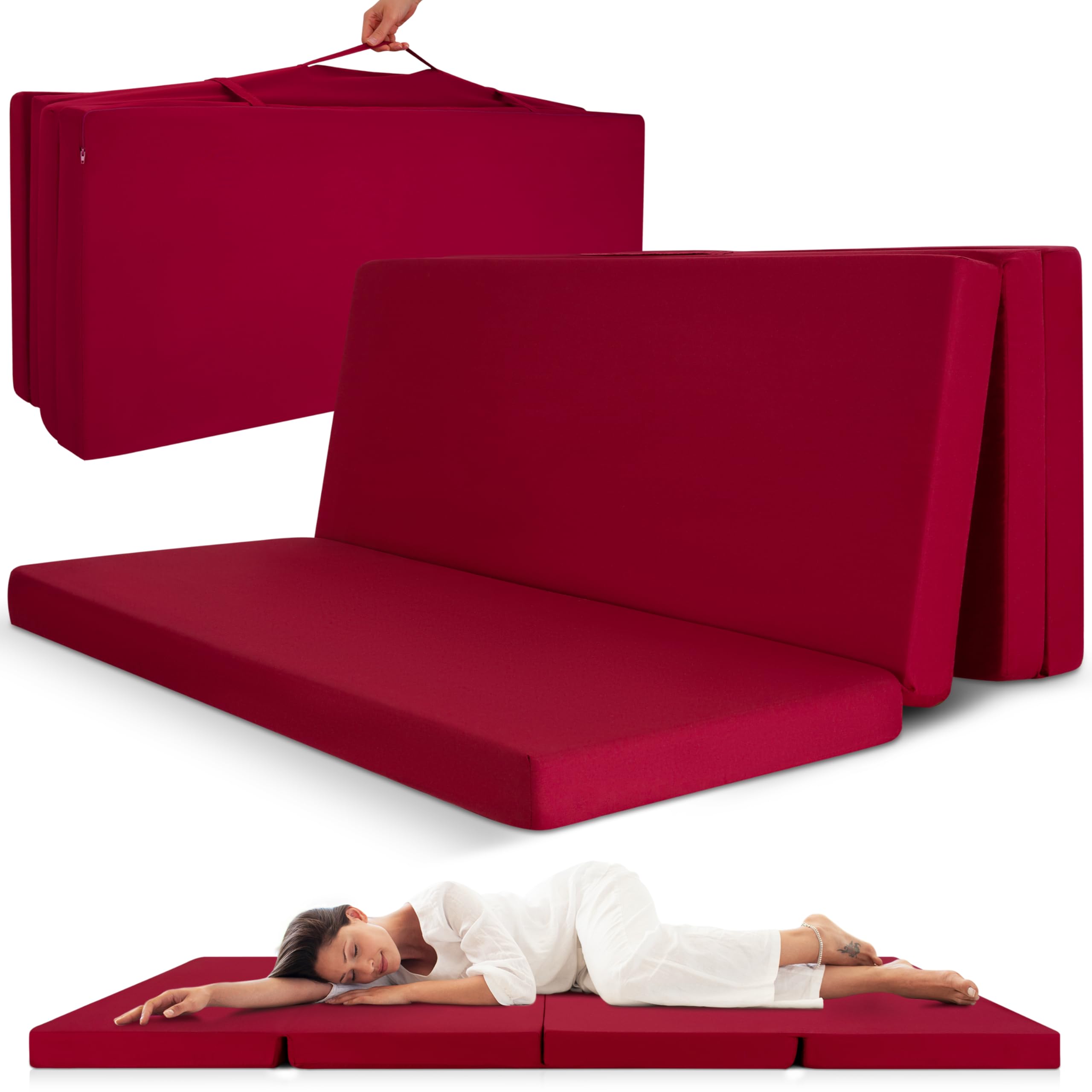 Beautissu Portable Travel Folding Mattress Double Fold Up Guest Futon thick