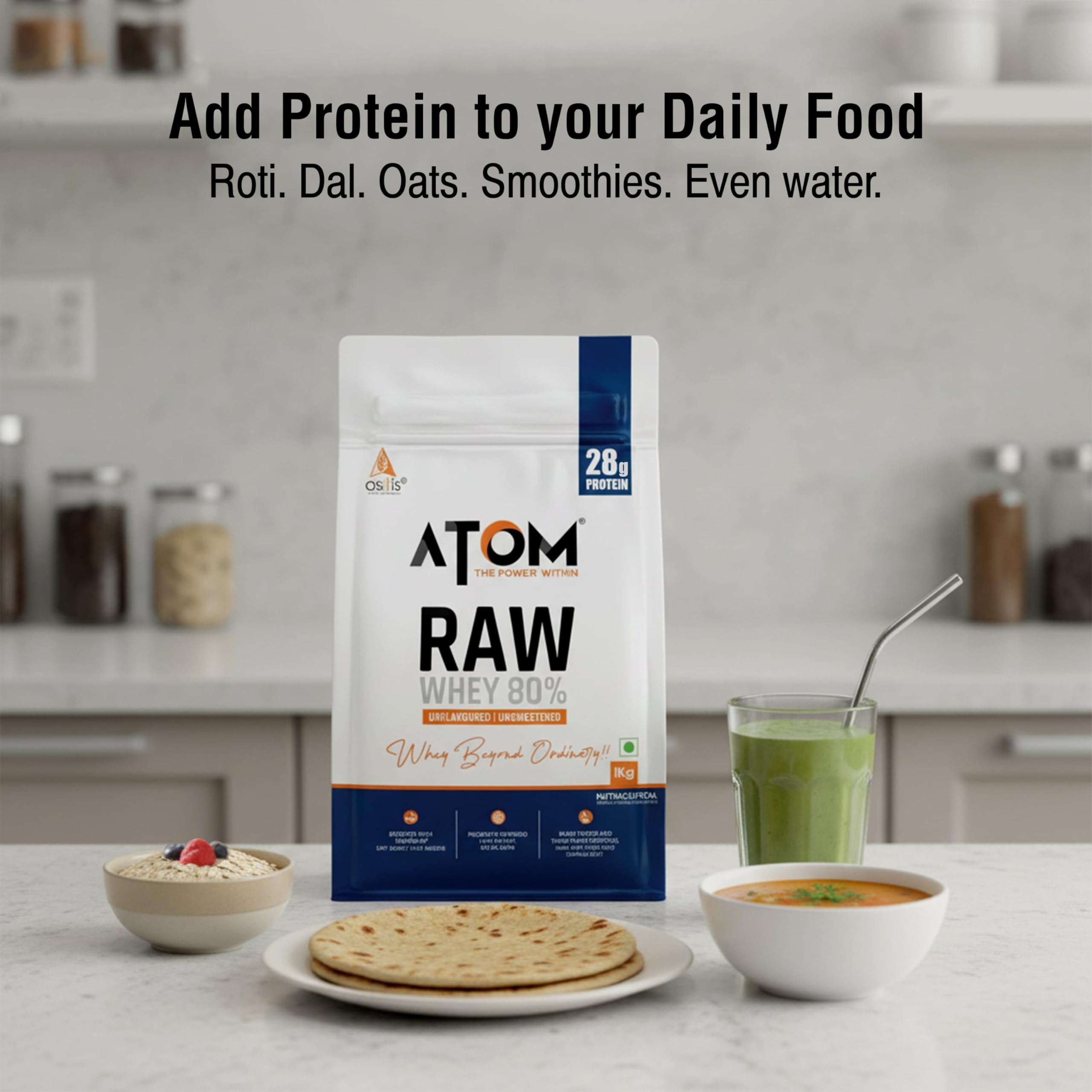 AS-IT-IS ATOM Raw Whey Protein 1kg with Enzymes | 28.5g Protein | USA Labdoor certified | 6.4g BCAA — Amazon image 5