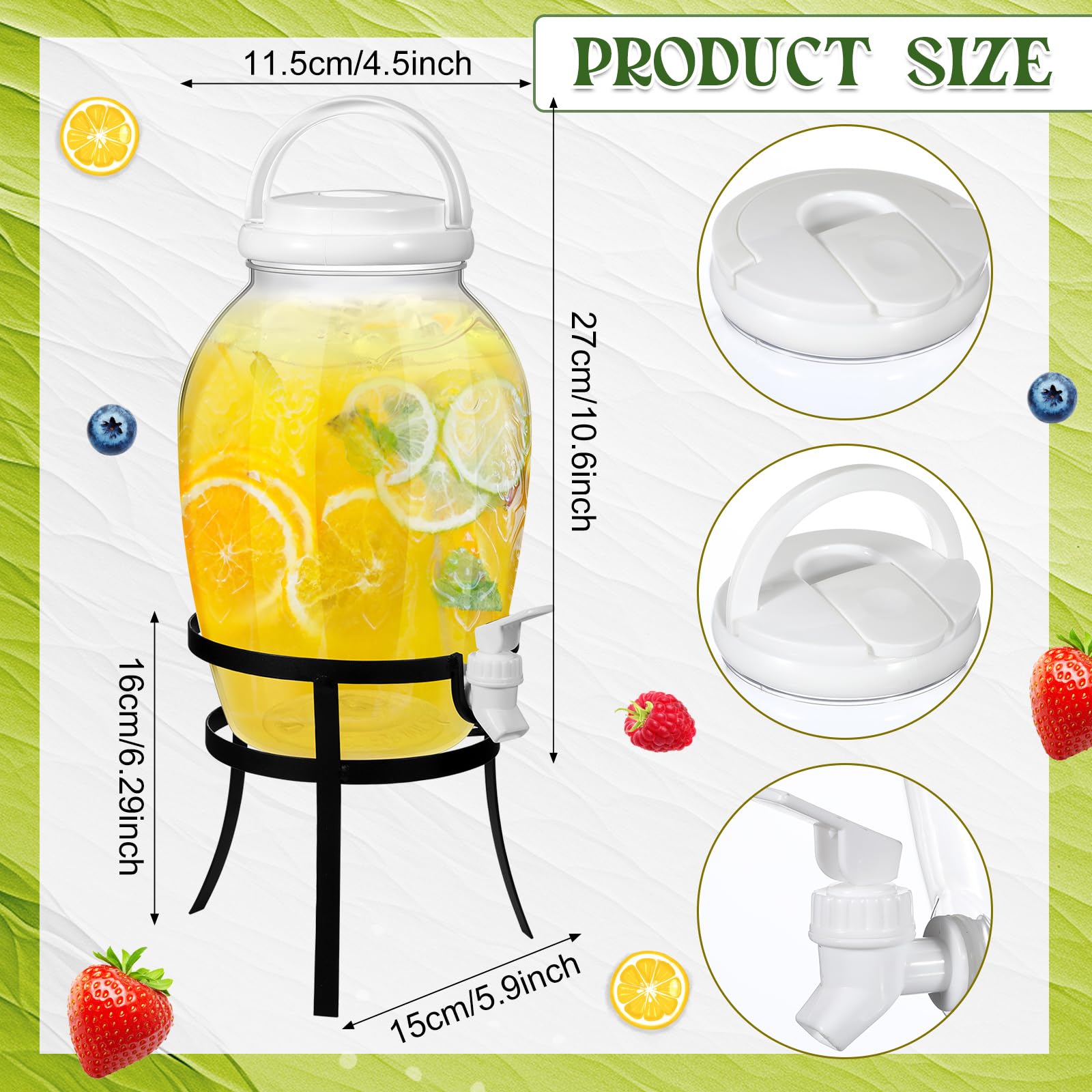 Havawish 2 Pack Drink Beverage Dispenser With Stand For Parties 1.16 Gallon Plastic Water Lemonade Juice Dispenser With Spigot And Lid For Countertop Weddings (Yellow - View #6