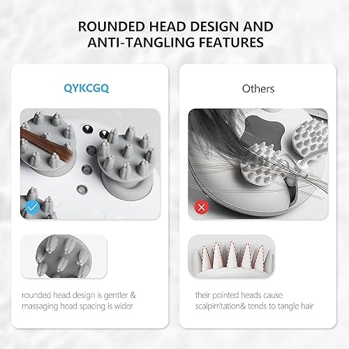 Miniatura 6 de QYKCGQ Champú inalámbrico impermeable y masajeador de cuero cabelludo  Masajeador eléctrico de cabeza de luz roja con masajeador portátil de mano