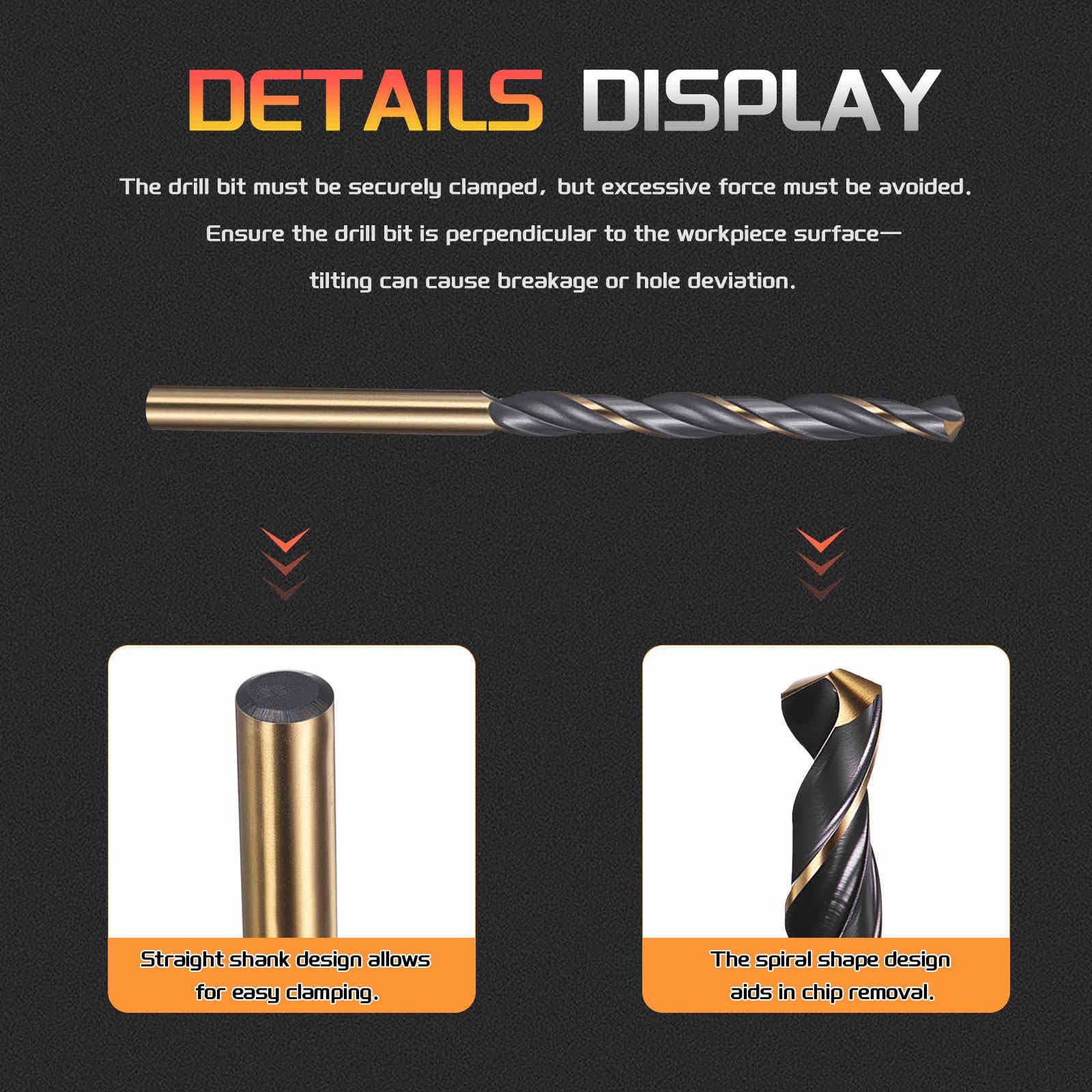 CoCud Drill Bit, 4.5mm Cutting Diameter, 4341 HSS Jobber Bits Gold and Black 118 Cutting Angle - (Applications: for Drilling Plastic Wood Soft Metal), 5-Pieces - Image 3