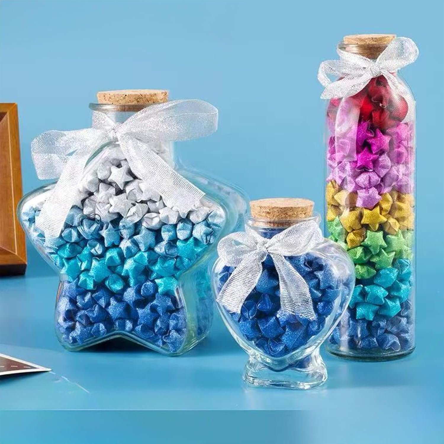 520 Sheets Flash Diamond Origami Star Paper Strips 7 Different Styles Glitter Lucky Paper Stars Strips for DIY Handmade Crafts thumbnail