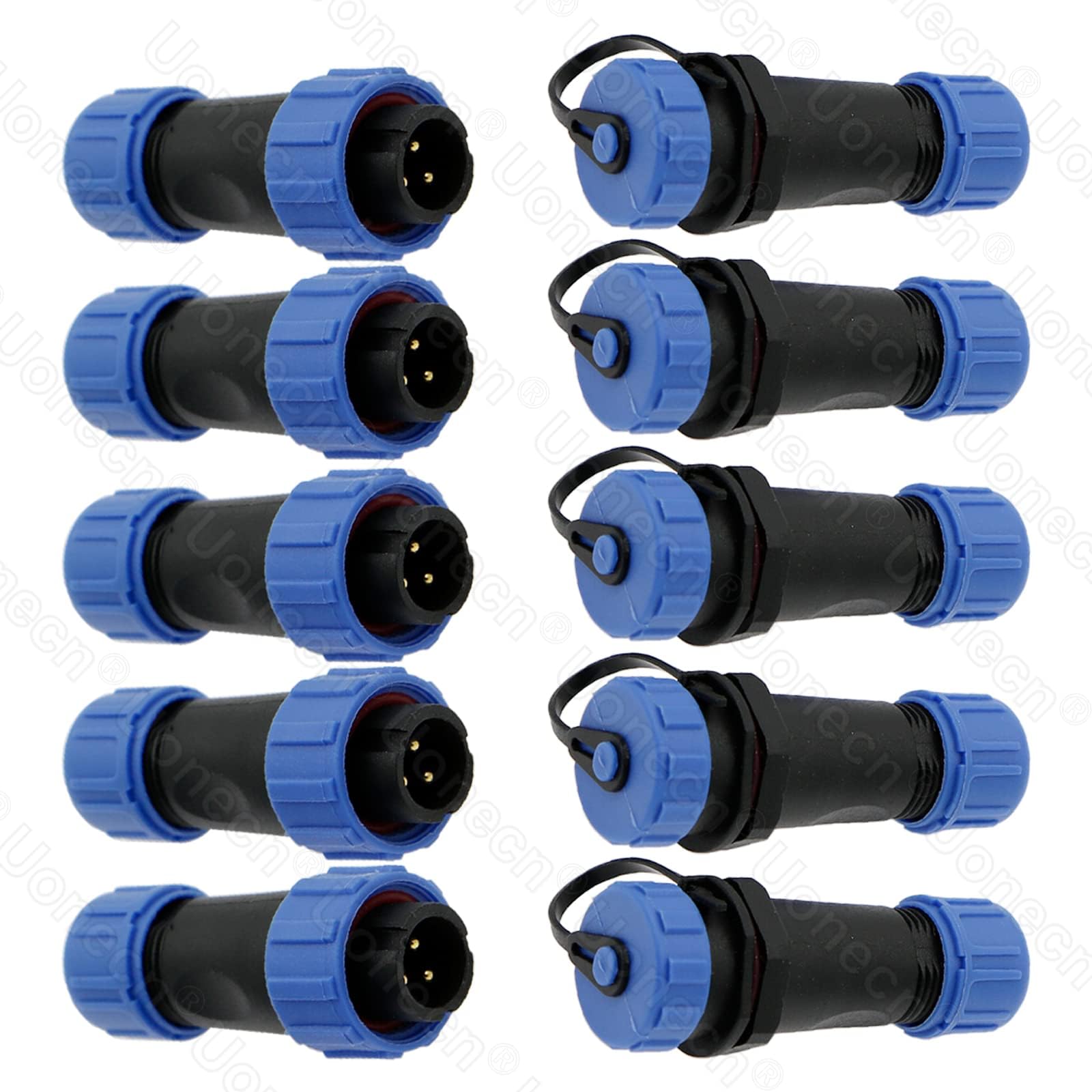 Uonecn SP13 IP68 Waterproof 3 Pin Power Plug Connector 5 Set Circular Kit Male Plug Female Socket 3 Pin LED High Power Connectors
