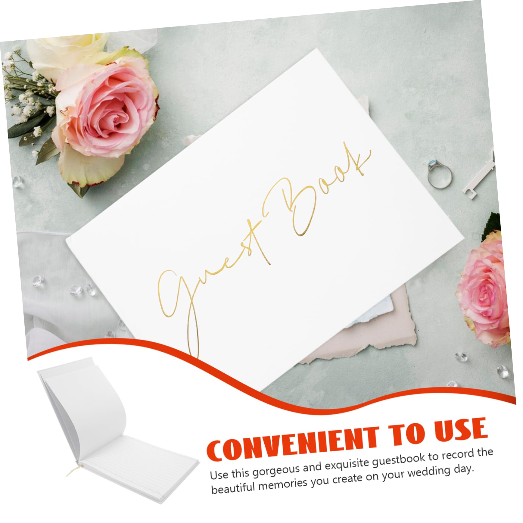 Tofficu Gästebuch zur Hochzeit aus Papier 120 Blatt Weiß mit Platz für Unterschriften und Briefe für Party und Unvergessliche Erinnerungen