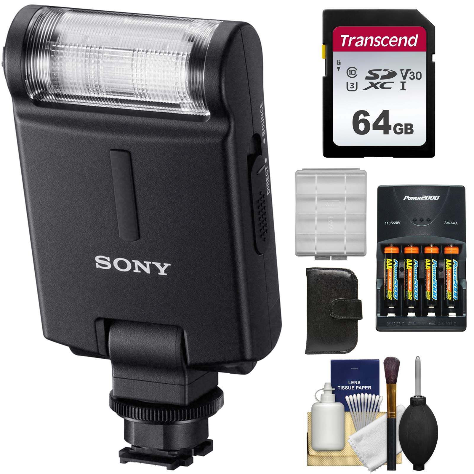 Sony Alpha Hvl F20m Flash With 64gb Card Batteries Charger