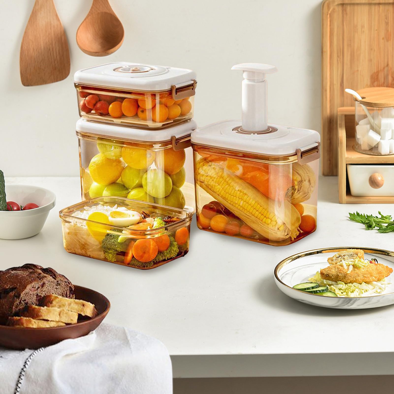 Pojemnik na żywność Szczelne Słoiki I Pudełka Do Mikrofalówki | Pojemniki próżniowe do przygotowania posiłków do szczelnego lunchboxa, lodówki, zamrażarki, kuchni, kempingu, pikniku,